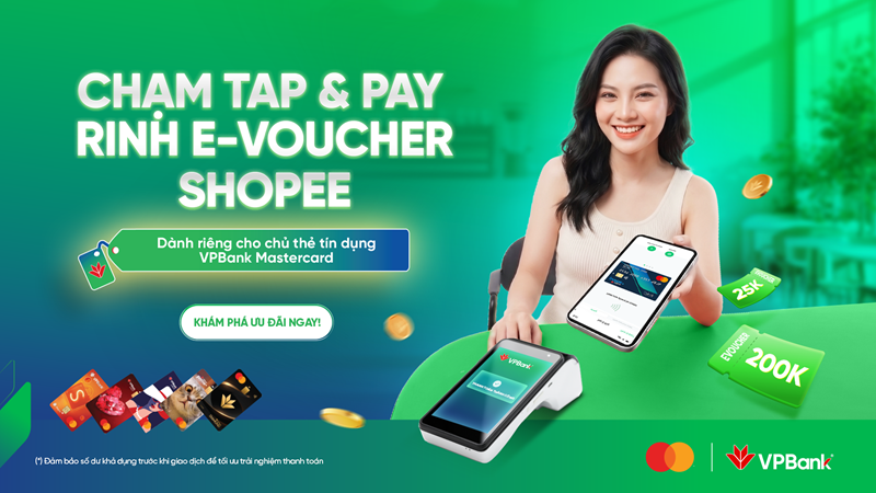 Tặng e-voucher khi chi tiêu Tap & Pay cùng thẻ MASTERCARD